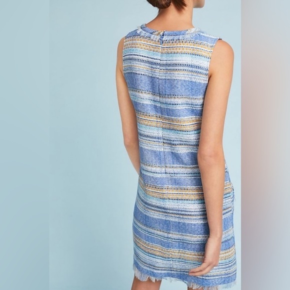 Anthro Akemi + Kin Woven Tweed Shift Dress Size 14 Blue - Picture 3 of 9